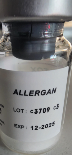 Counterfeit Botox vial labeled Allergan, Lot C3709C3, Expiration December 2025