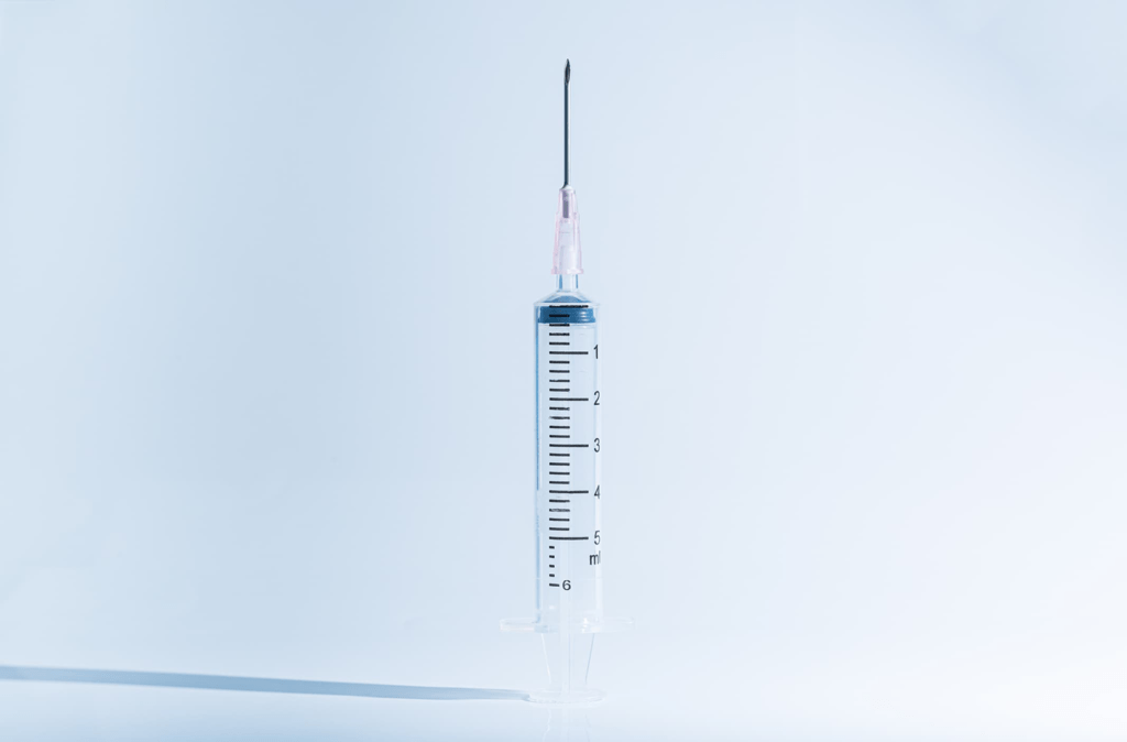 Neuromodulator, or Botox, syringe, used for wrinkle reduction in areas like the forehead, glabella, and crow's feet.