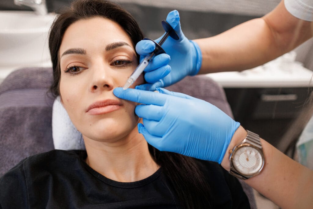 Woman getting new Evolysse™ Form and Smooth Fillers for Smile Lines & Nasolabial Folds