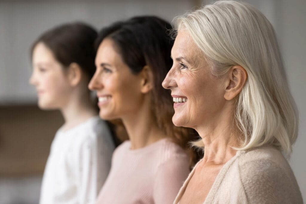 Three diverse women of different ages